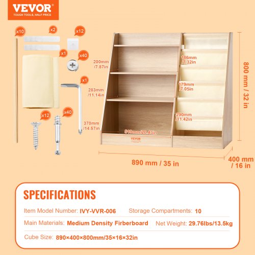 Kids Bookshelf With Storage Drawers And Layer Sling Bookcase, 4 Tier Toddlers Book Toy Organizer Dispaly Cabinet Playroom Kids Room Classroom Nursery