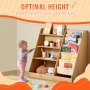 VEVOR kids bookshelf with toys and books, showcasing optimal height for easy access by children.