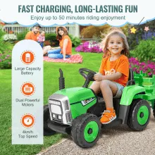VEVOR Kids Ride on Tractor 12V Electric Toy Tractor with Trailer Remote Control