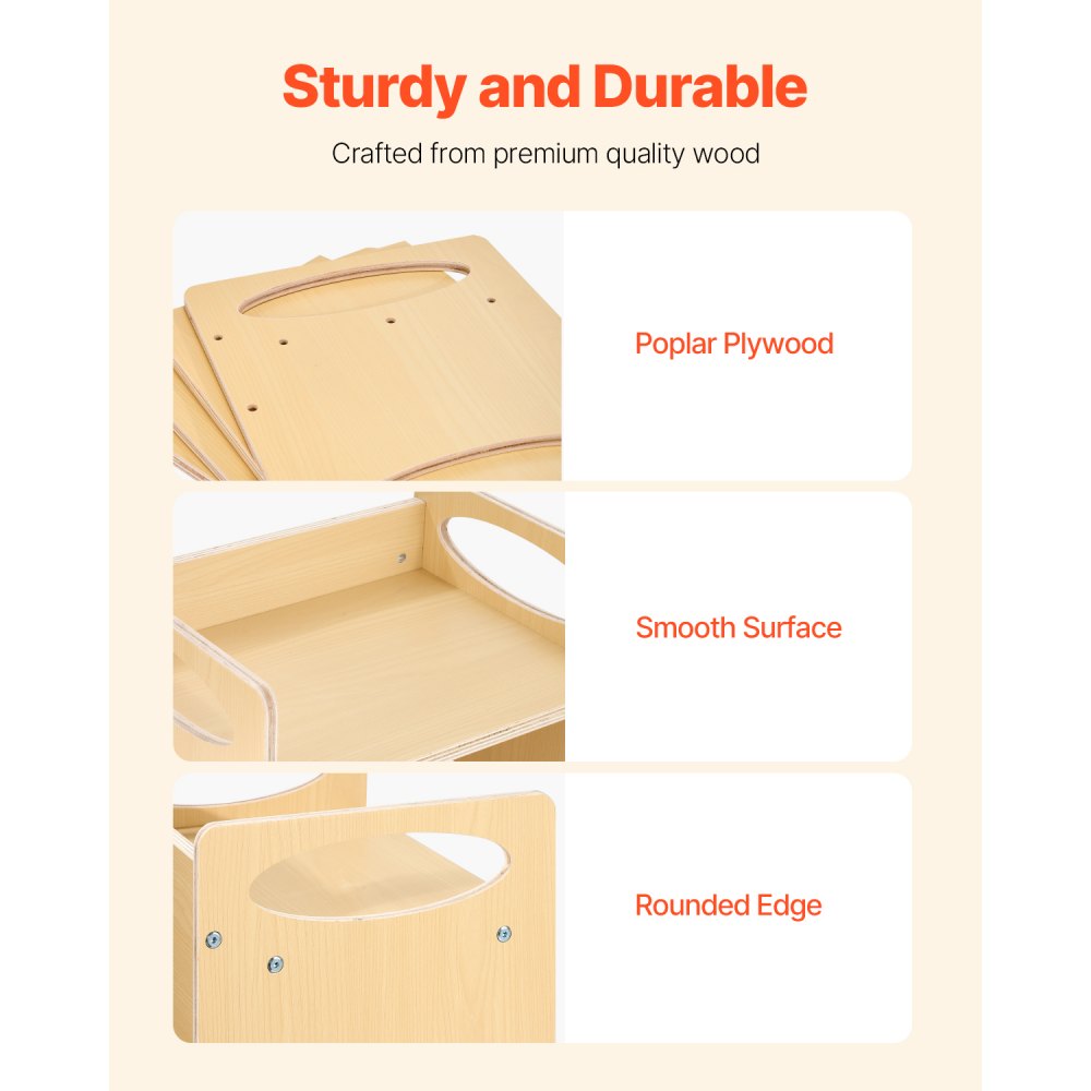 VEVOR Montessori Weaning Table and Chair Set, Wooden Toddler Table and Chair Set for Aged 1-5, Adjustable Height Kids Montessori Chair and Activity Table, Ideal for Reading, Eating, Playing - Natural