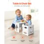 VEVOR Montessori Weaning Table and Chair Set, Wooden Toddler Table and Chair Set for Aged 1-5, Adjustable Height Kids Montessori Chair and Activity Table, Ideal for Reading, Eating, Playing - White