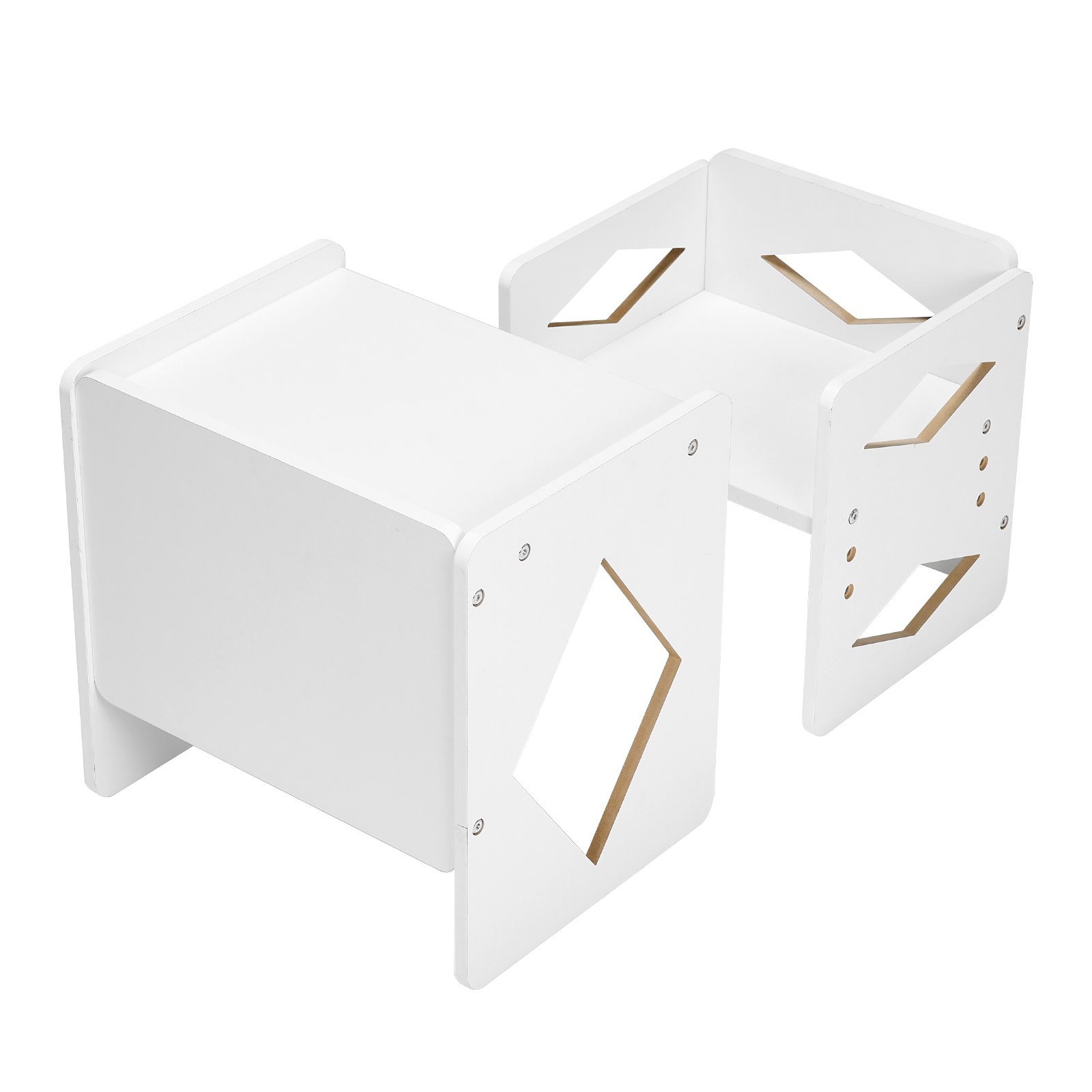 VEVOR Montessori Weaning Table and Chair Set, Wooden Toddler Table and Chair Set for Aged 1-5, Adjustable Height Kids Montessori Chair and Activity Table, Ideal for Reading, Eating, Playing - White