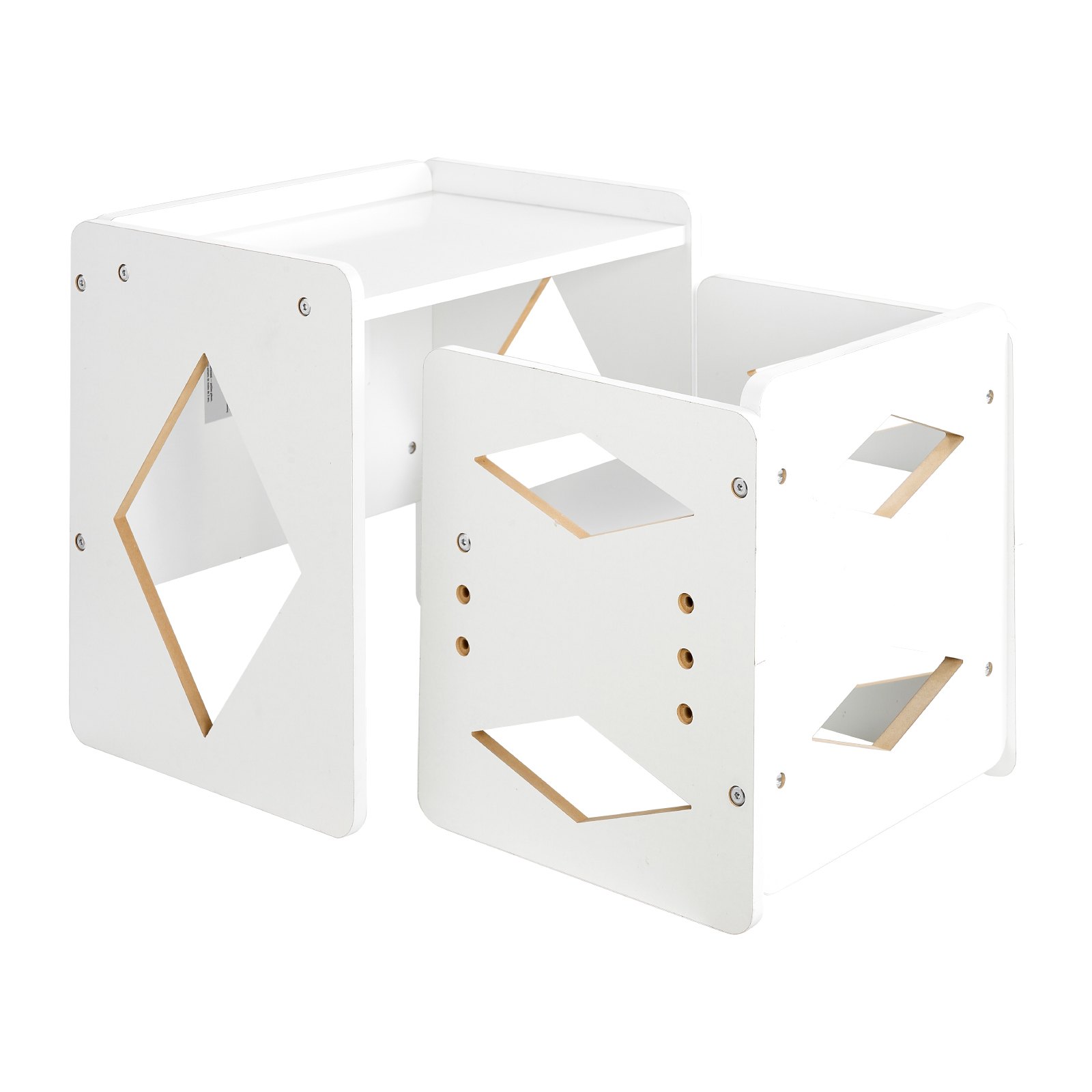 VEVOR Montessori Weaning Table and Chair Set, Wooden Toddler Table and Chair Set for Aged 1-5, Adjustable Height Kids Montessori Chair and Activity Table, Ideal for Reading, Eating, Playing - White