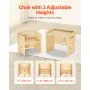 VEVOR Montessori Weaning Table and Chair Set, 3 In 1 Wooden Toddler Table and Chairs with Chalkboard, Adjustable Height Montessori Table for Ages 1-5, Ideal for Drawing, Reading, Eating - Natural