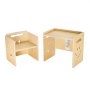 VEVOR Montessori Weaning Table and Chair Set, 3 In 1 Wooden Toddler Table and Chairs with Chalkboard, Adjustable Height Montessori Table for Ages 1-5, Ideal for Drawing, Reading, Eating - Natural