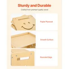 VEVOR Montessori Weaning Table and Chair Set, 3 in 1 Wooden Toddler Table and Chairs with Chalkboard, Adjustable Height Montessori Table for Ages 1-5, Ideal for Drawing, Reading, Eating - Natural