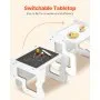 Sada židliček a stolků VEVOR Montessori pro odstavování, 3 v 1 dřevěný stůl a židličky pro batolata s tabulí, výškově nastavitelná Montessori tabulka pro věk 1-5 let, ideální pro kreslení, čtení, jídlo - bílá