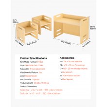 Weaning Table and Chair Set Montessori Toddler Desk with 2 Chairs Wood