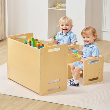 Weaning Table and Chair Set Montessori Toddler Desk with 2 Chairs Wood