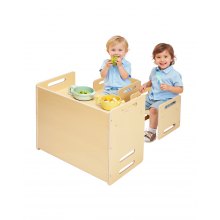 Weaning Table and Chair Set Montessori Toddler Desk with 2 Chairs Wood