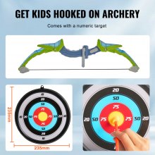VEVOR Bow and Arrow Set for Kids, 2 Pack LED Light Up Archery Set with 20 Suction Cup Arrows, 2 Hanging Targets, 2 Quivers, 3 Target Cans, Outdoor Toy Birthday Gift for Boy & Girl 6 7 8 9 10+ Year Old