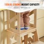 VEVOR Toddler Step Stool Natural Pine Wood Kitchen Stool Helper 150LBS Loading