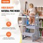 VEVOR Toddler Step Stool, Natural Pine Wood Kids Kitchen Stool Helper with Safety Rail, Standing Tower Learning Stool for Bedroom Bathroom Kitchen Counter, 150LBS Loading Capacity, Gray