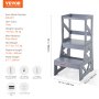VEVOR Toddler Step Stool Natural Pine Wood Kitchen Stool 150LBS Gray