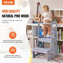 Scaun pentru copii VEVOR Scaun de bucătărie din lemn de pin natural 150LBS gri