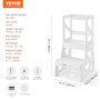 VEVOR Toddler Step Stool for Kids, Natural Pine Wood Toddler Kitchen Stool Helper with Safety Rail, 150LBS Loading Capacity Standing Tower Learning Stool for Bedroom Bathroom Kitchen Counter, White