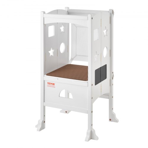 VEVOR Foldable Tower Step Stool for Toddler 3-Level Height 125LBS Loading White