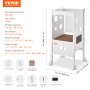 VEVOR Foldable Tower Step Stool for Toddler 3-Level Height 125LBS Loading White