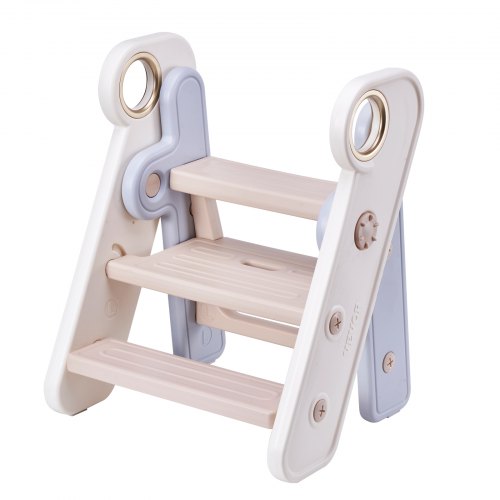 VEVOR Foldable Toddler Step Stool Adjustable 3 Step to 2-Step Kitchen Stool Gray