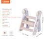 VEVOR Toddler Step Stool, Adjustable 3 Step to 2-Step Kitchen Stool Helper for Kids, Foldable Plastic Standing Tower Leaning Stool with Handles for Kitchen, Toilet Potty Training, Bathroom (Gray)