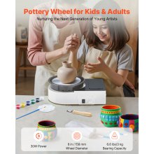 VEVOR Mini Pottery Wheel Electric Clay Wheel for Kids and Adults 158 mm White