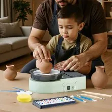 VEVOR Mini Pottery Wheel Electric Clay Wheel for Kids and Adults 6 inch Green