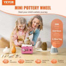 VEVOR Mini Pottery Wheel Electric Ceramic Wheel Machine 0-320RPM Speed Pink