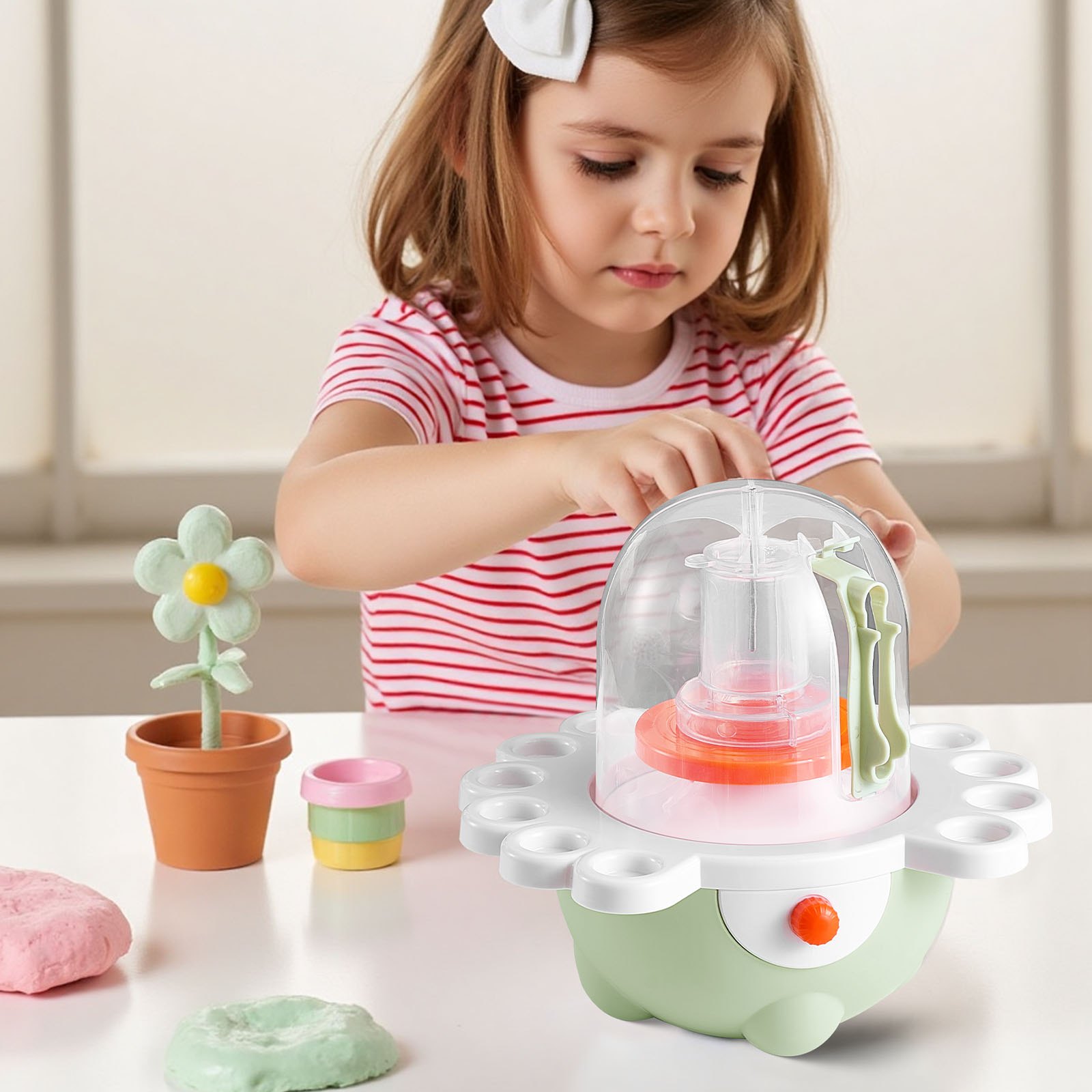 VEVOR Mini Pottery Wheel, 50 mm and 80 mm Turntables, Adjustable Speed, Electric Clay Wheel for Kids and Beginners, Complete Pottery Set with Clay Sculpting Tools, Gift for Boys and Girls, Green