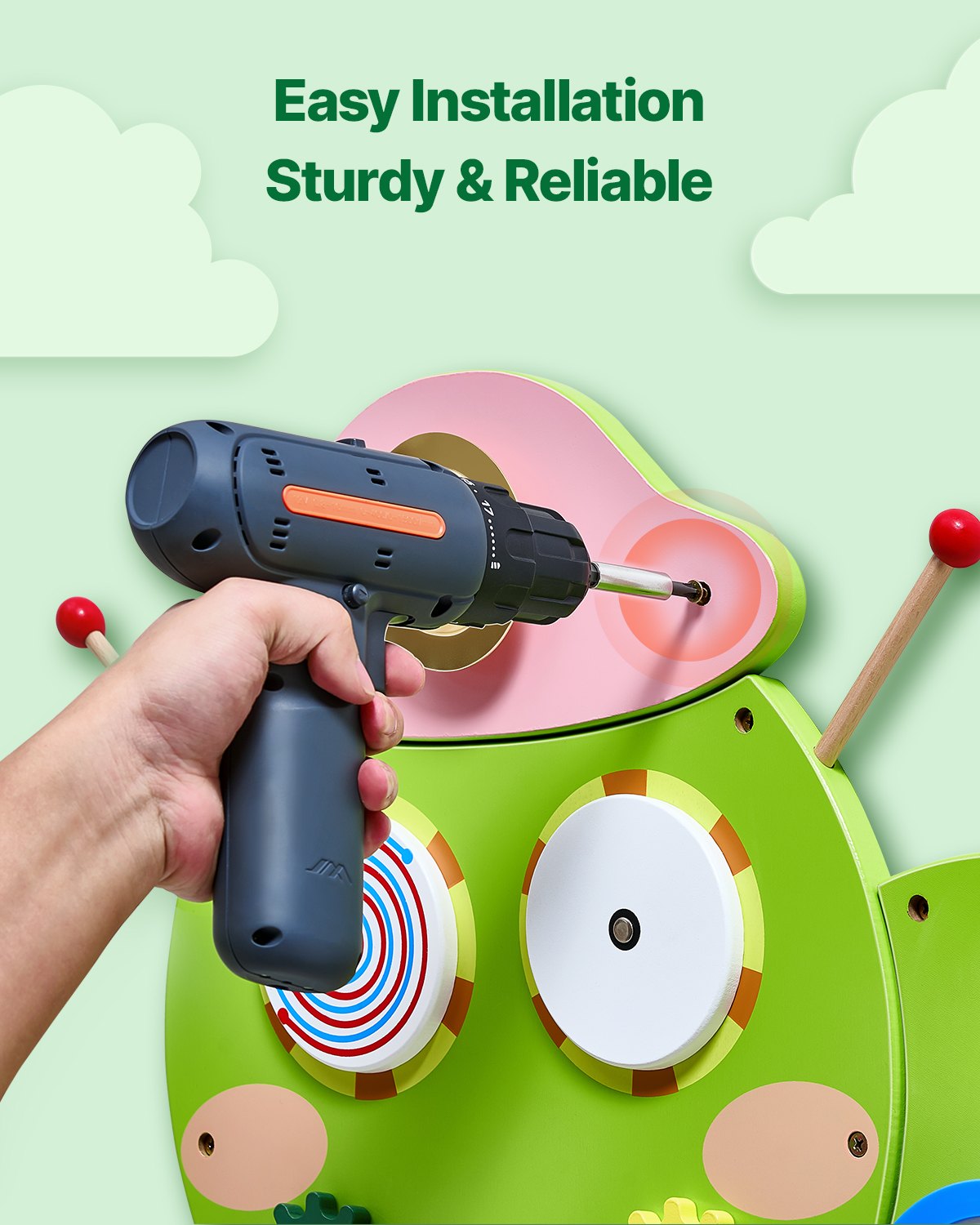 VEVOR Caterpillar Activity Wall Busy Board Panels, 12 Activities, Montessori Sensory Wall Toy for Kids 3-12 Years, Montessori Learning Activity Center, Ideal for Toddler Playroom Nursery Classroom