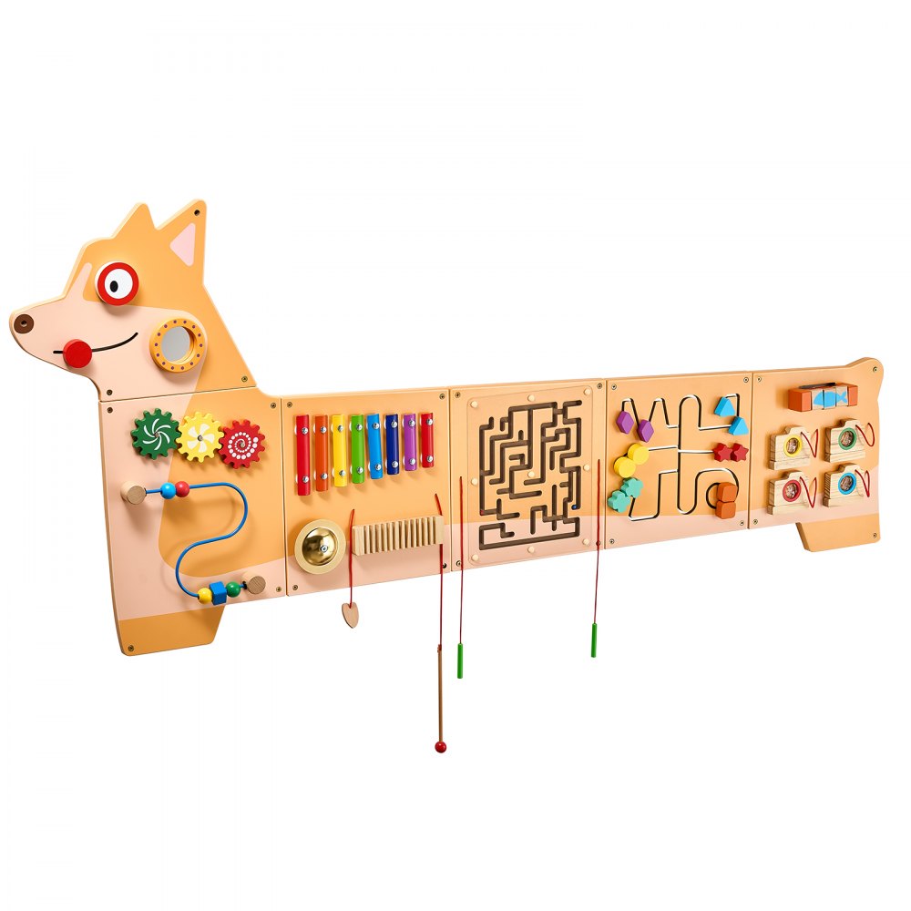 VEVOR Puppy Activity Wall Busy Board Panels, 12 Activities, Montessori Sensory Wall Toy for Kids 3-12 Years, Montessori Learning Activity Center, Ideal for Toddler Playroom Nursery Classroom
