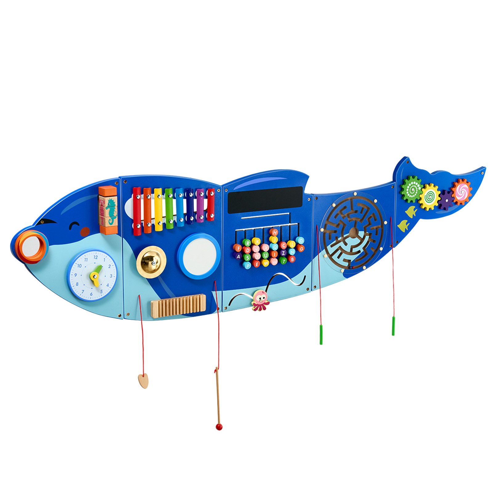 VEVOR Orca Activity Wall Busy Board Panels, 12 Activities, Montessori Sensory Wall Toy for Kids 3-12 Years, Montessori Learning Activity Center, Ideal for Toddler Playroom Nursery Classroom