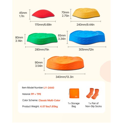 GOPLUS Set De 5 Piedras De Equilibrio Antideslizantes Para Niños De 3+ Años – Incluye Bolsa De Almacenamiento, Ideal Para Carreras De Obstáculos