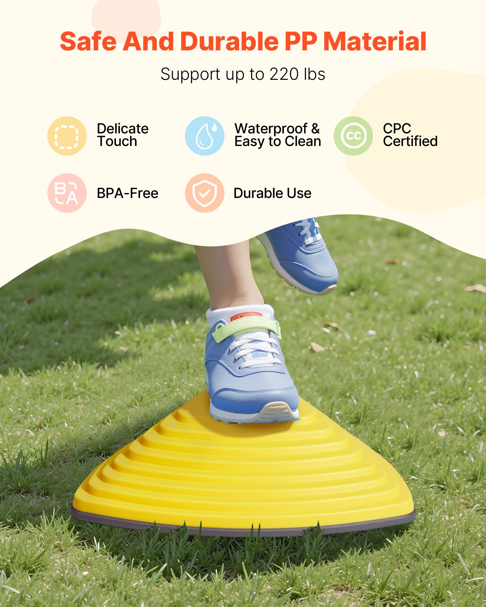 VEVOR Balance Stepping Stones for Kids, 12 PCS, Up to 100 kg, Non-Slip Toddlers Sensory Stepping Stones, Obstacle Course Coordination Game Toys Indoor or Outdoor Play for Children Aged 3 4 5 6 7 8+
