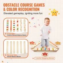 VEVOR - Viga de equilibrio para niños, piedras para escalones, obstáculos para gimnasio, tabla de equilibrio para niños, 6 piezas