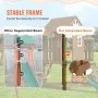 VEVOR Wooden Swing Set, 10 IN 1 Playground Sets for Backyards, 2 Swings, Trapeze Bar, 6FT Slide, Large Upper Fort with Kitchen Toys, Flat Step Ladder, Rock Wall, Picnic Table, Sandbox, Scaling Ladder