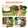 VEVOR Wooden Swing Set, 10 IN 1 Playground Sets for Backyards, 2 Swings, Trapeze Bar, 6FT Slide, Large Upper Fort with Kitchen Toys, Flat Step Ladder, Rock Wall, Picnic Table, Sandbox, Scaling Ladder