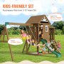 VEVOR Wooden Swing Set 9 IN 1 Outdoor Playground Sets 6 FT Slide Upper Fort