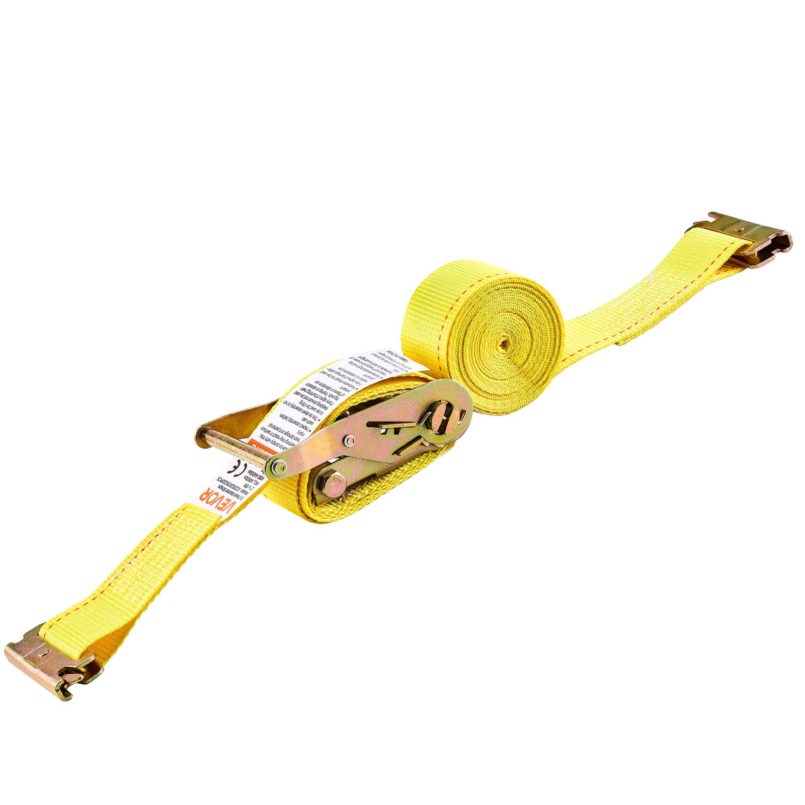 VEVOR Ratchet Straps, 50.8 mm x 4.6 m, 30 Pack E-Track Tie Down Straps, 1995 kg Break Strength & 662 kg Rated Load, Tie Down Ratcheting for Moving, Trailers, Motorcycles, Kayaks, Car Roof, Yellow
