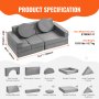 VEVOR Play Couch, Modular Kids Nugget Couch 15pcs, Toddler Foam Sofa Couch with High-density 25D Sponge for Playing, Creating, Sleeping, Imaginative Kids Furniture for Bedroom and Playroom
