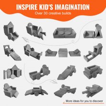 VEVOR Legesofa, 15 stk Modular Kids Nugget Sofa, Toddler Skum Sofa Sofa med High-density 25D svamp til leg, kreativitet, sovende, fantasifulde børnemøbler til soveværelse og legerum