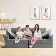 VEVOR leksoffa, 15 st Modular Kids Nugget-soffa, skumsoffa för småbarn med 25D-svamp med hög densitet för att leka, skapa, sova, fantasifulla barnmöbler för sovrum och lekrum