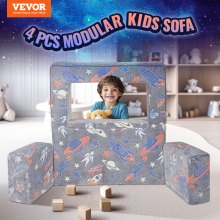 VEVOR Modular Kids Play Couch 4Pcs DIY Glow in the Dark Toddler Chair Grey