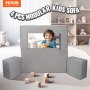 VEVOR Modular Kids Play Sofa 4 stk DIY Creative Seksjonssofa for barn mørk grå