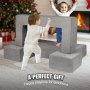 VEVOR Modular Kids Play Καναπές 4 τμχ DIY Creative Child Sectional Καναπές Σκούρο Γκρι