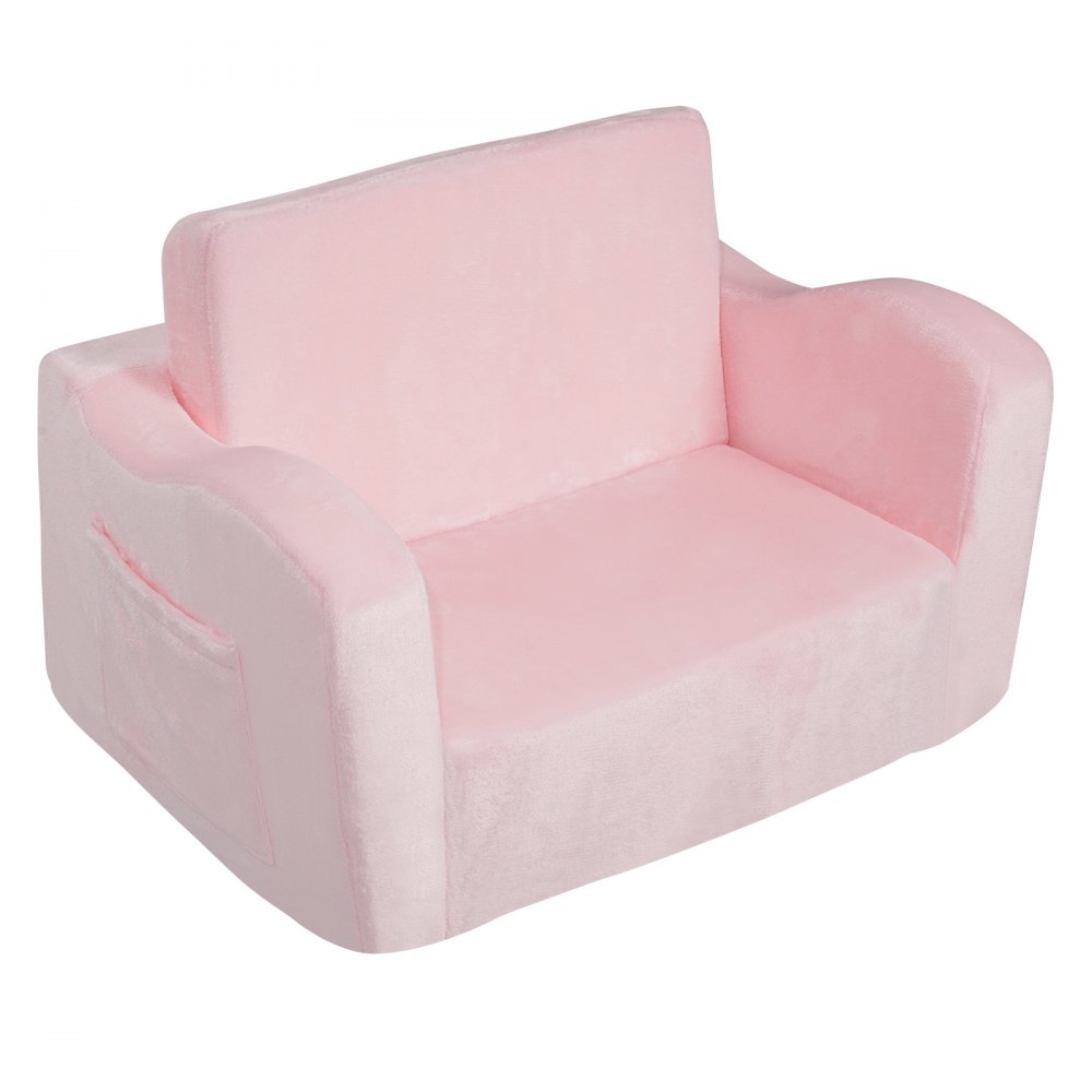 VEVOR Kids Couch, 2-in-1 Toddler Chairs Comfy, Toddler Couch Sofa Bed Fold Out, Convertible Sofa to Lounger, Kids Chair Seat Playroom Furniture for Kids Girls & Boys, Pink