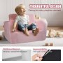 VEVOR Baby Stol Sammenfoldelig 2-i-1 Comfy Baby Lounger Couch Børne Sofa Pink