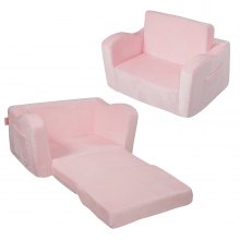 VEVOR Baby Chair Foldable 2-in-1 Comfy Baby Lounger Couch Kids Sofa Pink