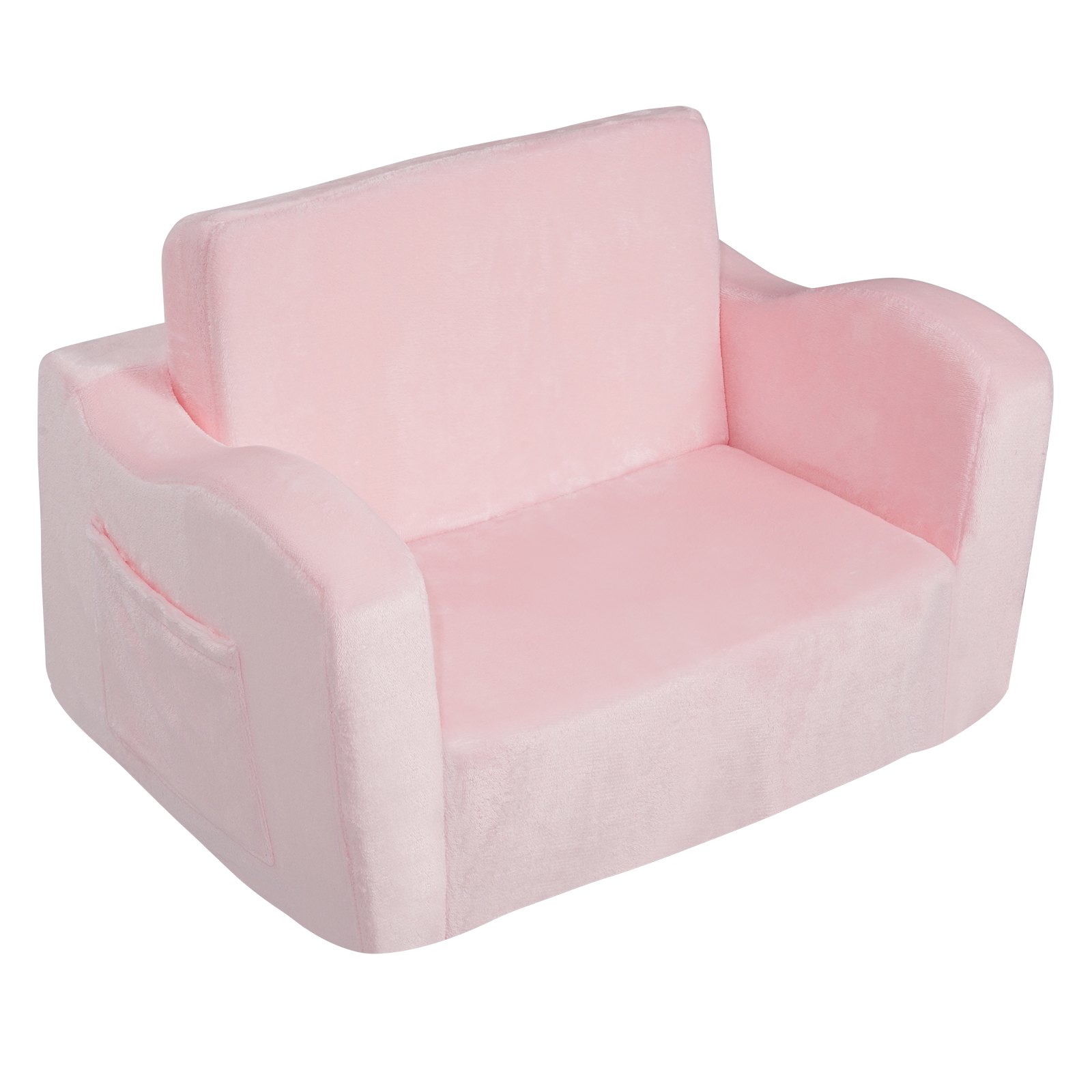 VEVOR Kids Couch, 2-in-1 Toddler Chairs Comfy, Toddler Couch Sofa Bed Fold Out, Convertible Sofa to Lounger, Kids Chair Seat Playroom Furniture for Kids Girls & Boys, Pink