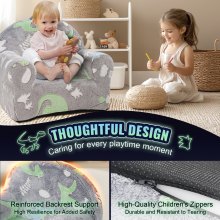 VEVOR Toddler Chair Glow in the Dark Plush Baby Chair Playroom Furniture Grey