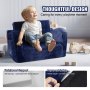 VEVOR Baby Stol Sammenfoldelig 2-i-1 Comfy Baby Lounger Couch Børne Sofa Blå